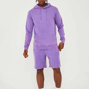 Ensemble de survêtement personnalisé 2 pièces pour homme : sweat à capuche et pantalon de jogging, design noir avec coutures - Product Image 6