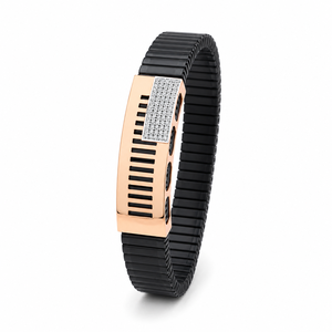 18KT <b>Solid</b> <b>Gold</b> Black Ceramic Diamond <b>Bracelet</b> for Men High Polish Modern Geometric Luxury Style Wedding Party Gift Fine Jewelry - Product Image 1