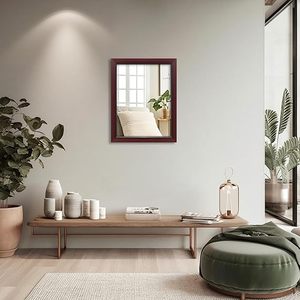 Classic Rectangular Wooden <b>Frame</b> Wall Mirror Decorative Vanity Mirror for Bedroom Living Room Bathroom Home Decor - Product Image 3