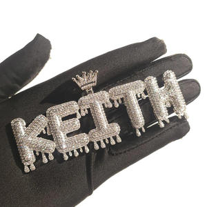 Collier Pendentif Lettre Personnalisée KEITH en Moissanite Plaqué Or, Chaîne Cubaine Hip Hop, Bijou Cadeau en Argent 925 - Product Image 1