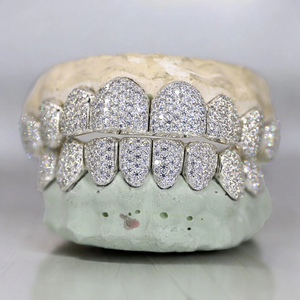 Juego Completo de Grillz Dentales de Plata Chapada en Oro de 18K con Moissanita de Corte Brillante, Estilo Hiphop, Unisex, para Fiesta, RAHA EXPORT RJ363 - Product Image 6