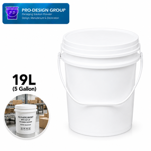 19L Plastic <b>Bucket</b> <b>with</b> Flat <b>Lid</b> for General Packaging, ISO 9001 Manufacturer - Product Image 1