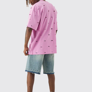 T-shirt Streetwear Vintage en Coton Délavé Grande Taille Imprimé Léopard Effet Vieilli Vente en Gros OEM - Product Image 5