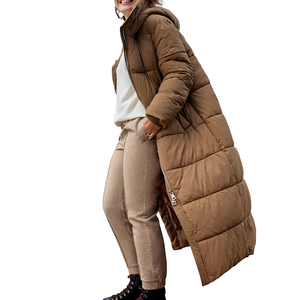 Women's Purple Long Hooded Waterproof <b>Canvas</b> Coat Winter Thick Puffer Jacket Full Sleeve Solid Color Casual Outerwear Zippe7 - Product Image 4