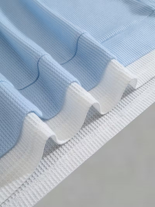 Men's New Summer <b>Waffle</b> Knit POLO <b>Shirt</b> Casual Loose Fit Breathable Short Sleeve Zipper Half-Open Placket Color Block Patchwork - Product Image 6