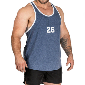 Camiseta sin mangas de malla azul para hombre con estampado del número 26, ropa deportiva informal transpirable, diseño de cuello redondo, chaleco atlético de manga larga - Product Image 3