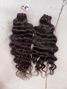 Extensions de cheveux indiens Remy en vrac, trame simple, pointes pleines, tissage de cheveux humains, noir foncé, longs et ondulés - Product Image 2