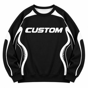 Sweat-shirt en molleton écologique à col rond noir pour homme, imprimé lettres blanches, motif floral, coupe classique, tricoté en polyester, hiver - Product Image 2