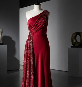 Factory <b>Custom</b> Sleeveless Sequined V-neck Mermaid Silhouette Sweep Train Luxury Evening Gown Formal Banquet Party <b>Dress</b> - Product Image 1