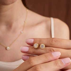 Zircon Wedding Pave Halo <b>Stud</b> Earrings 925 Sterling <b>Silver</b> 14K Gold Plated Bridal Jewelry For Women Elegant Gift - Product Image 1