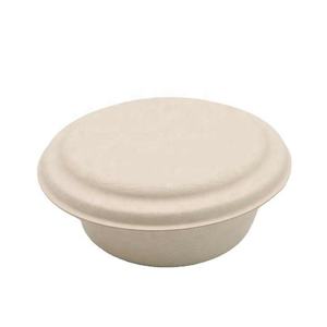 Contenedor redondo de bagazo de 500 ml con tapa, compostable, ecológico, para almacenamiento de alimentos, para exportación mundial desde India. - Product Image 1