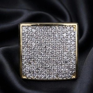 14K Gold Plated Square Signet <b>Ring</b> Hip Hop Moissanite <b>Ring</b> 925 Sterling <b>Silver</b> 925 <b>Silver</b> 14K Gold Plated Statement <b>Ring</b> for <b>Men</b> - Product Image 4