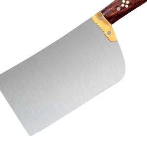 Cuchillo de Carnicero de Alta Resistencia, Hoja de Acero Inoxidable Plateada, Mango de Madera Marrón, Empuñadura Dorada, Cuchillo de Cocina para Cortar Carne - Product Image 3