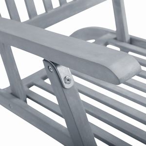 Sdraio da giardino in legno massello di Acacia con poggiapiedi grigio lavabile-mobili da esterno Premium - Product Image 6