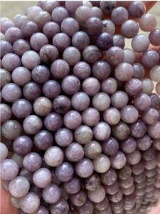 ลูกปัดพลอยลาพิโดไลต์สีม่วงธรรมชาติทรงกลมเรียบเนียน สำหรับทำเครื่องประดับ ขายส่ง - Product Image 6