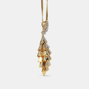 สร้อยคอจี้เพชรทรงบาแกตต์ลายดอกไม้เคลือบทองคำเหลือง - Product Image 4