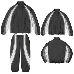 <b>Top</b> Selling Men Two Piece Vintage Windbreaker Tracksuit <b>Reflective</b> Stripe Oversized Zip up Windbreaker Tracksuit for Men's - Product Image 4