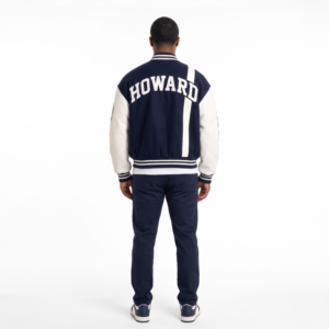 Veste universitaire personnalisée 500GSM en laine avec manches en cuir PU, coupe oversize, style Letterman Motorsport, pour homme, vente en gros OEM - Product Image 2