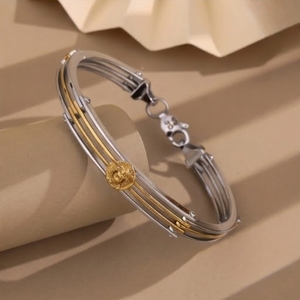 925 Silver Gold Finish Kada <b>Bracelet</b> for Men Women Traditional Stylish <b>Adjustable</b> Hand Jewelry Gift Collection - Product Image 4