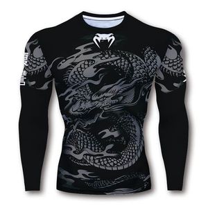 OEM ODM Mens Rash Guard Men Sublimation <b>Printed</b> Spandex Bjj Rash Guard Gym <b>Surfing</b> Diving Rashguard Compression Shirts MMA Shirt - Product Image 2