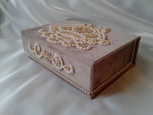 Custom Handmade MDF & <b>Fabric</b> Beaded Jewelry <b>Box</b> Floral Pattern Luxury Decorative <b>Storage</b> by whimsy art craft - Product Image 4