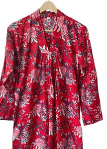 Robe longue décontractée pour femme, 100 % coton respirant, faite main, imprimé léopard, col en V, manches bouffantes, idéale printemps-été-automne – Meilleure vente - Product Image 5