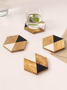 Posavasos de madera esmaltada hechos a mano con hermosas ilustraciones impresas para tazas de café, tazas de té y cristalería - Product Image 1