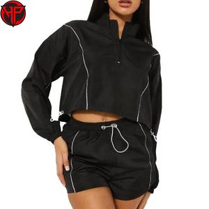 Conjunto Deportivo de 2 Piezas para Mujer, Chaqueta Cortavientos con Logotipo Personalizado, Cremallera Delantera, Pantalones Deportivos con Cordón, Traje de Entrenamiento de Nailon para Damas - Product Image 2