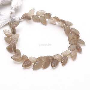 Cuentas de piedra lunar gris natural talladas en forma de hoja de 10-11 mm, cuentas de piedra lunar talladas a mano en forma de hoja, cuentas sueltas para la elaboración de joyería. - Product Image 6