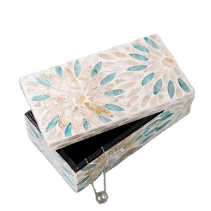 Caja de pañuelos cuadrada elegante para madre de perla, cubierta de concha de perlas, mosaico decorativo, caja de soporte de pañuelos, venta al por mayor - Product Image 6