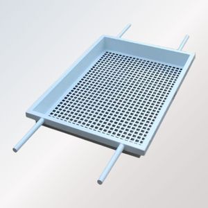 Tamis d'essai robuste pour ballast ferroviaire avec apertures carrées et poignées de transport - Product Image 1