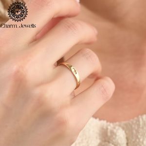Charm Jewells <b>Silver</b> Gold Plated Moissanite Engagement <b>Eternity</b> Band <b>Ring</b> Prong Setting Women's Classic IGI Certified 3 GM <b>Ring</b> - Product Image 4