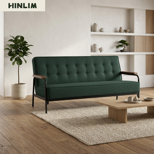 Canapé moderne en tissu trois places avec dossier capitonné et pieds en métal, design minimaliste pour salon - Product Image 4