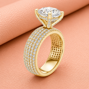 Bague de luxe en or massif 14 carats plaqué rhodium avec diamant taille ovale pour femme, pavé, pour fiançailles et mariage, bijou cadeau, clarté VVS1-VVS2 - Product Image 1