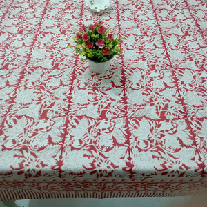 Mantel Rojo Sólido Moderno con Estampado a Mano Indio, de Alta Calidad, Ecológico y Duradero, Hecho a Mano para Mesa de Comedor - Product Image 2