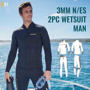 Hot Sale Aropec <b>Men's</b> 3mm Neoprene Jacket2PC Waterproof Anti-UV & Windproof Wetsuit Front Logo Silk Screen Printed Ready to Ship - Product Image 2