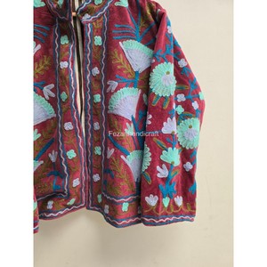 Indian Velvet Jacket Uzbek Embroidery Short Jacket <b>Coat</b> Unisex Winter Jacket With Two Side Pocket Boho Chic Jacket - Product Image 3