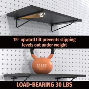 ชั้นวางของแบบเพ็กบอร์ดโลหะสีดำ HUHOLE ชุด 4 ชิ้น สำหรับจัดเก็บเครื่องมือ - Product Image 6