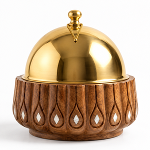 Casserole en bois de luxe moderne avec couvercle en acier inoxydable, base en céramique, revêtement antiadhésif, compatible four et lave-vaisselle, finition polie - Product Image 5