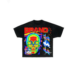 Camisetas Cortas de Lujo Vintage Personalizadas con Pedrería, de Alta Calidad, con Lavado Ácido y Efecto Desgastado, Talla Grande para Hombre - Product Image 5