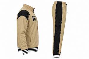Survêtement kaki personnalisé pour homme, imprimé numéro 18, ensemble athlétique deux pièces, sweat-shirt à fermeture éclair intégrale et pantalon de survêtement rayé de haute qualité - Product Image 3