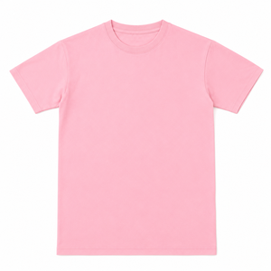 T-shirt à col roulé pour homme de qualité supérieure, rose, coupe classique, manches courtes, tricoté, 100% coton, couleur unie, séchage rapide - Product Image 1