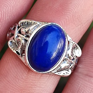 <b>Lapis</b> <b>Lazuli</b> <b>Ring</b> 925 Sterling Silver Handmade Boho Statement Promise Jewelry for Women Natural Oval Shape Gemstone Jewelry - Product Image 5