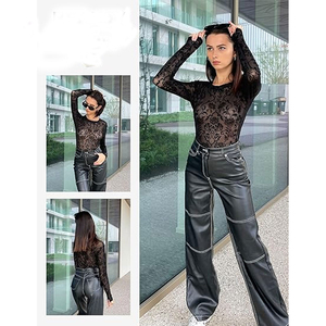 Women Eco-Friendly Activewear Faux Leather <b>Bodysuit</b> Sleeveless Scoop Neck Solid Color Stretchy Skinny Fit Tube Top All Seasons - Product Image 5
