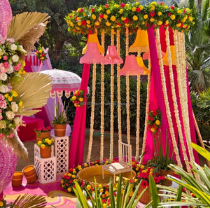 Haldi middi Sangeet โคมไฟระย้ากำมะหยี่หลากสีสไตล์วินเทจแบบดั้งเดิมพร้อมประกอบง่าย - Product Image 2