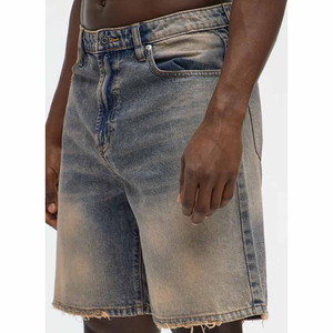 Pantalones Cortos Bermuda de Mezclilla Azul Claro para Hombre, Cintura Alta, Desgastados, de Algodón, Estilo Casual, con Botones - Product Image 3