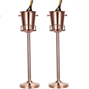 Cubo de Hielo Metálico de Lujo con Asas de Cabeza de Ciervo, Enfriador de Vino y Champán Plateado Pulido para Bar y Decoración Navideña - Product Image 1