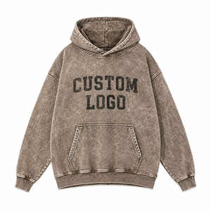 Sweat-shirt à capuche surdimensionné en coton épais délavé à l'acide, personnalisé, style vintage, pour la vente en gros, OEM ODM, avec logo personnalisé, streetwear - Product Image 1