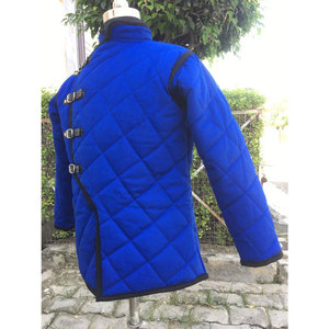 Customizable Royal Blue Quilted Gambeson Medieval Aketon Jacket Padded Canvas Protective Costume For HEMA LARP - Product Image 3