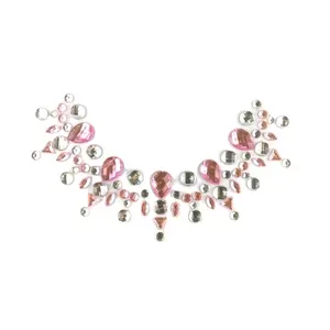 Autocollants collier tatouage en pierre rose et blanc, 10 pièces, auto-adhésif temporaire, réutilisables et amovibles, pour vente au détail